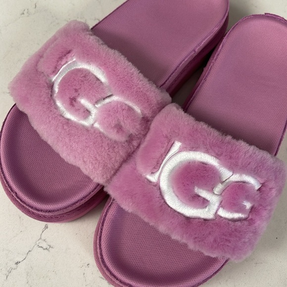 UGG Laton Fur Slide 111236 Wildflower Fluff Size 8 - Picture 14 of 16